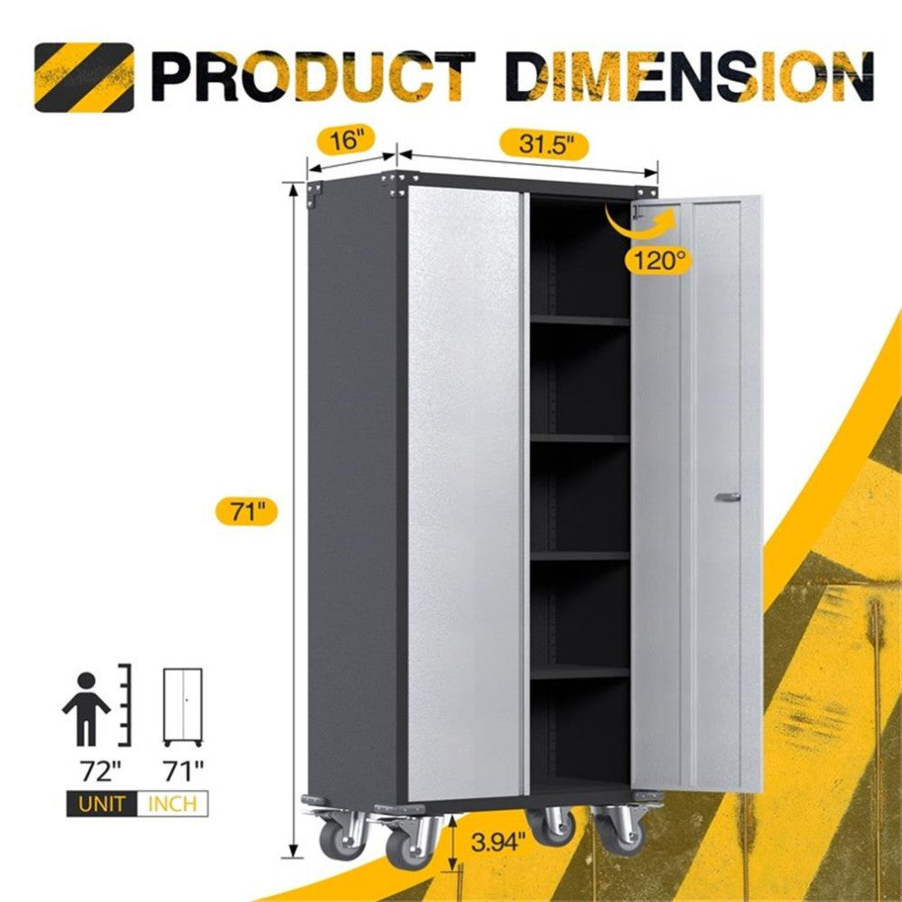 Gangmei Metal Storage Cabinet with Lock and 4 Shelves
