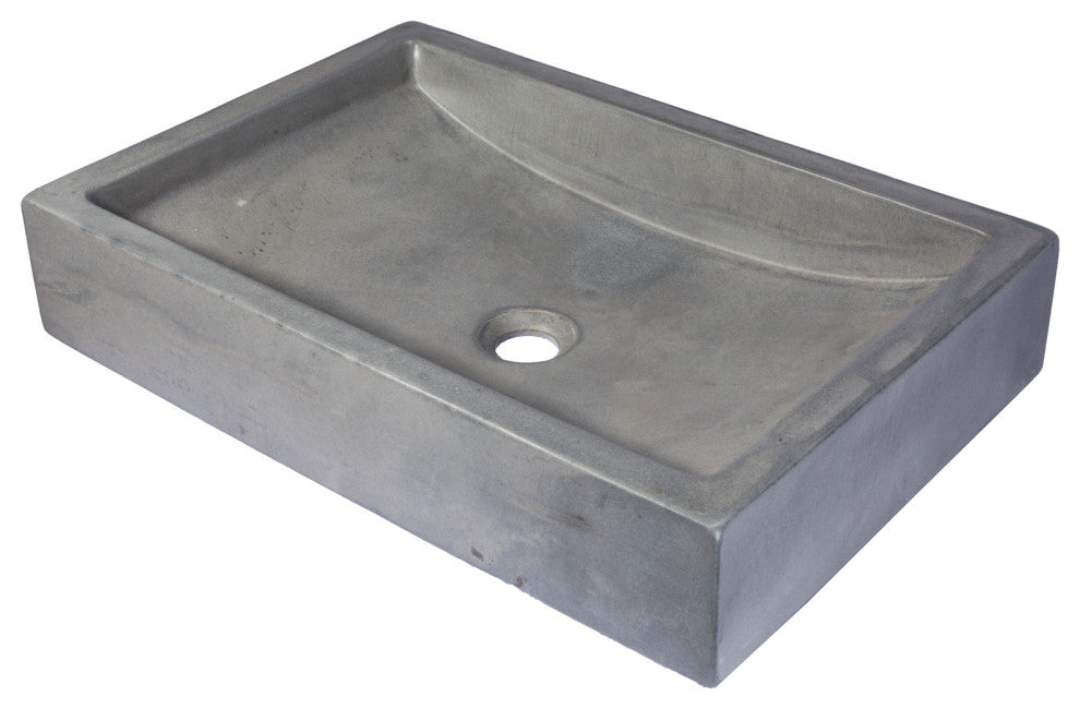 Eden Bath EB_N008DG 22-in. Shallow Wave Concrete Vessel Sink - Dark Gray