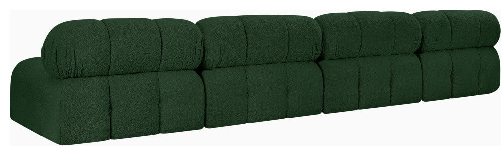 Ames Boucle Fabric Modular Sofa, Green, 4-Piece: 4 Armless Chair