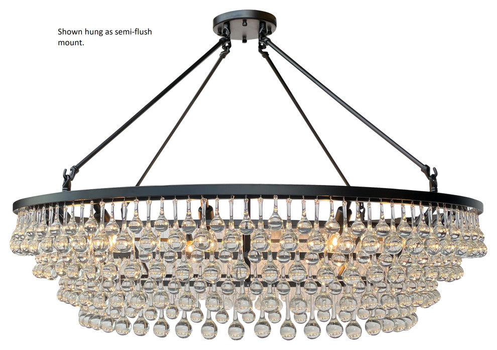 Celeste XL Crystal Chandelier, Hanging or Flush mount, Black