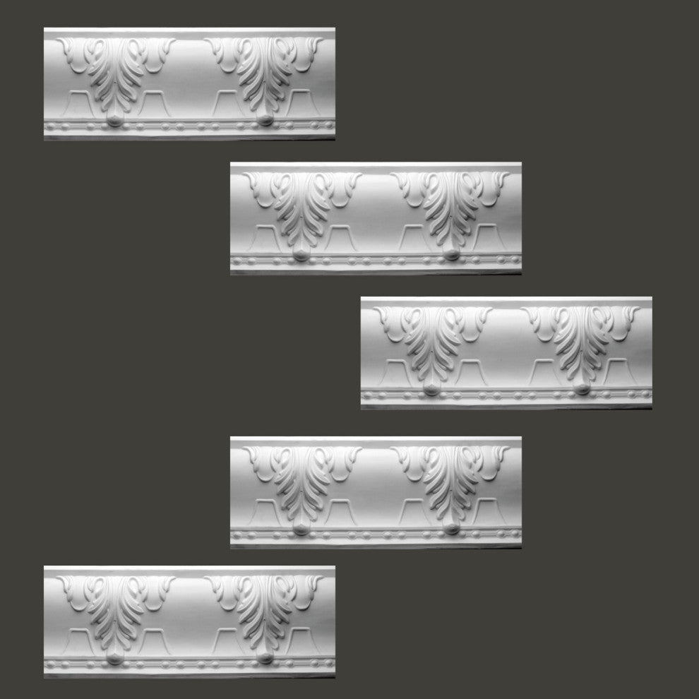 Cornice White Urethane Autumn Melody Design 5 Pieces Totaling 396.875" Length