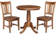 30" Round Top Pedestal Table With 2 San Remo Chairs, 3-Piece Set, Distressed Oak
