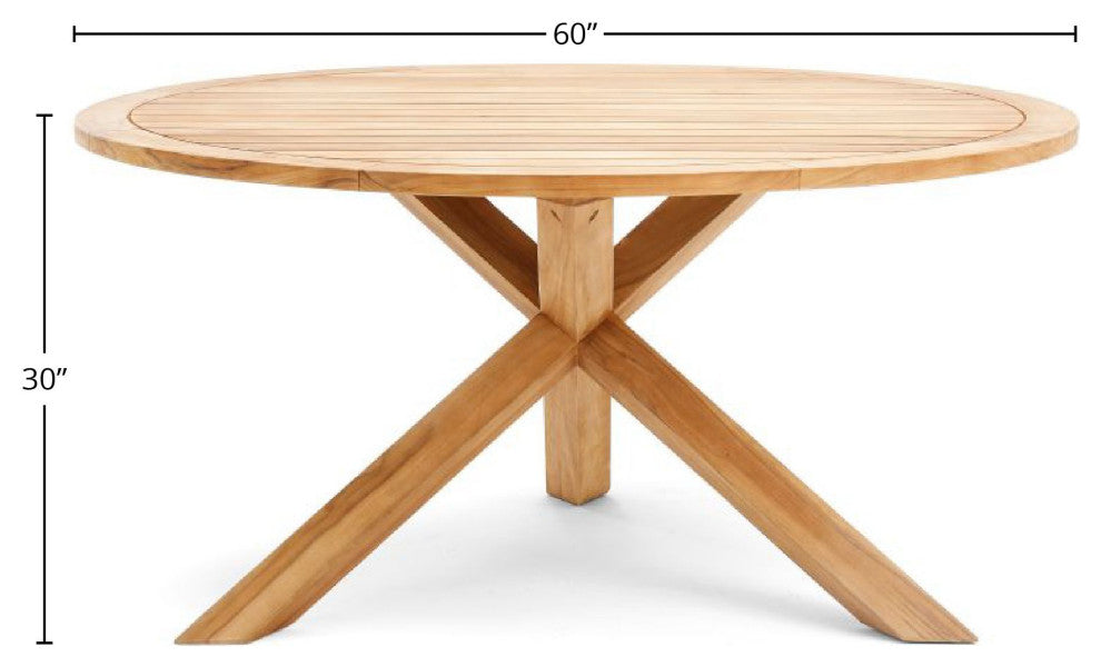 Winston All-Natural Teak Outdoor 60" Round Dining Table