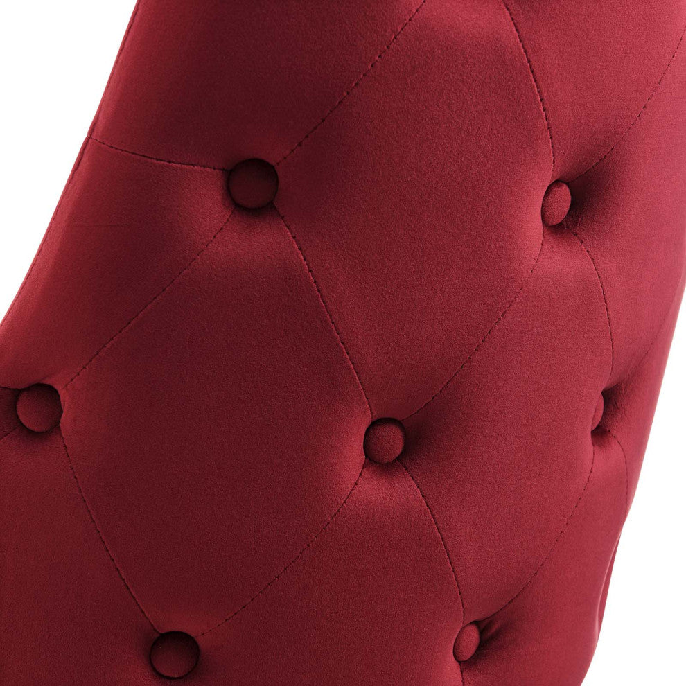 Tufted Side Dining Chair, Velvet, Red, Modern, Bistro Restaurant Hospitality
