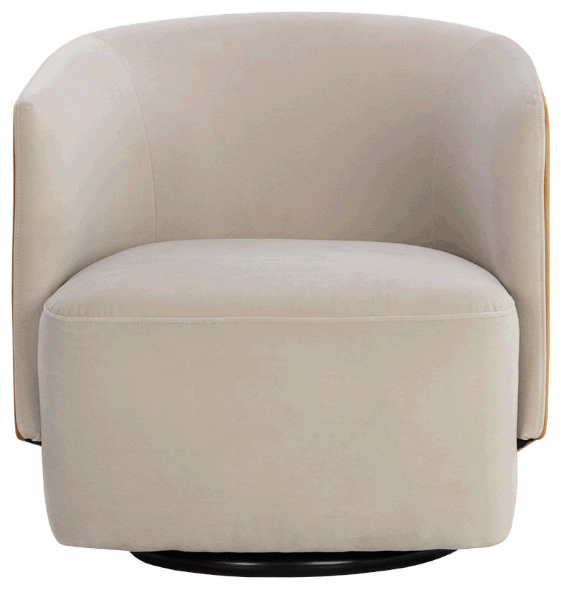 Sarina Swivel Lounge Chair, Meg Taupe / Meg Gold