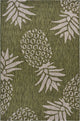 5' X 7' Green Floral Indoor Outdoor Area Rug