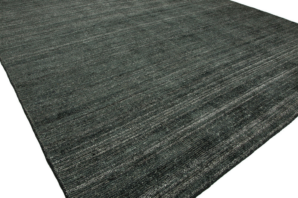 TERRA Graphite Hand Made Wool and Silkette Area Rug, 2'6" X 10'