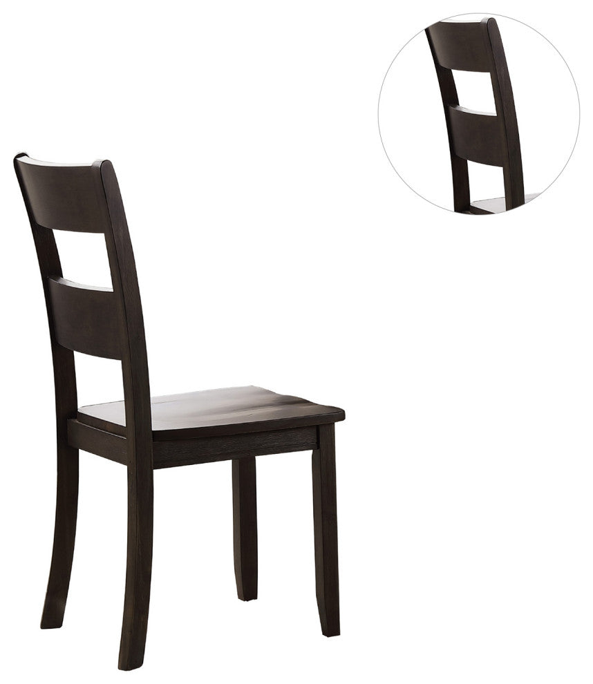 Set of 2 Wood Side Chair, Distressed Walnut Finish