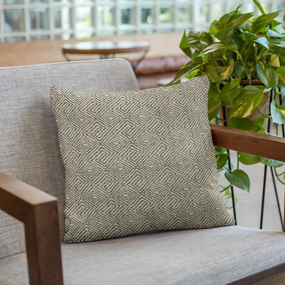 Plutus Blue Gem Plaid Luxury Throw Pillow, 16"x16"