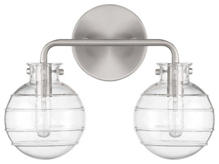 Mason 2-Light Bathroom Vanity Light, Matte Black, Satin Nickel