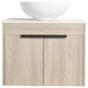 Wall-Mounted Bath Vanity, White Oak, White Ceramic Vessel Sink