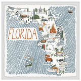 "Florida Illustrated Map II" Framed Painting Print, 24x24