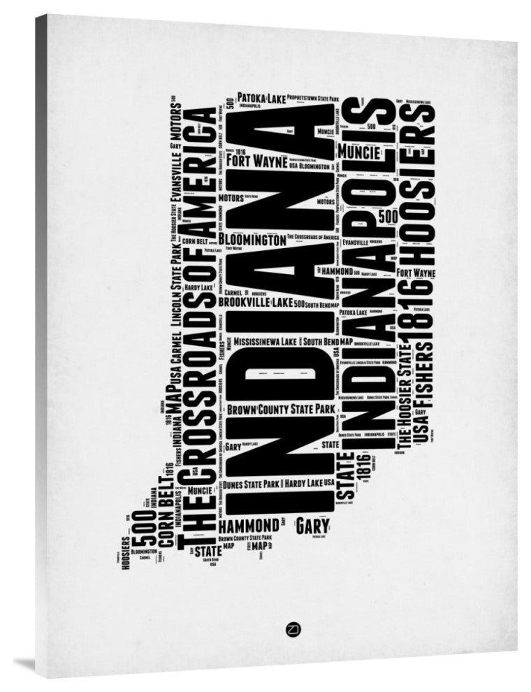 "Indiana Word Cloud 2" Fine Art Print