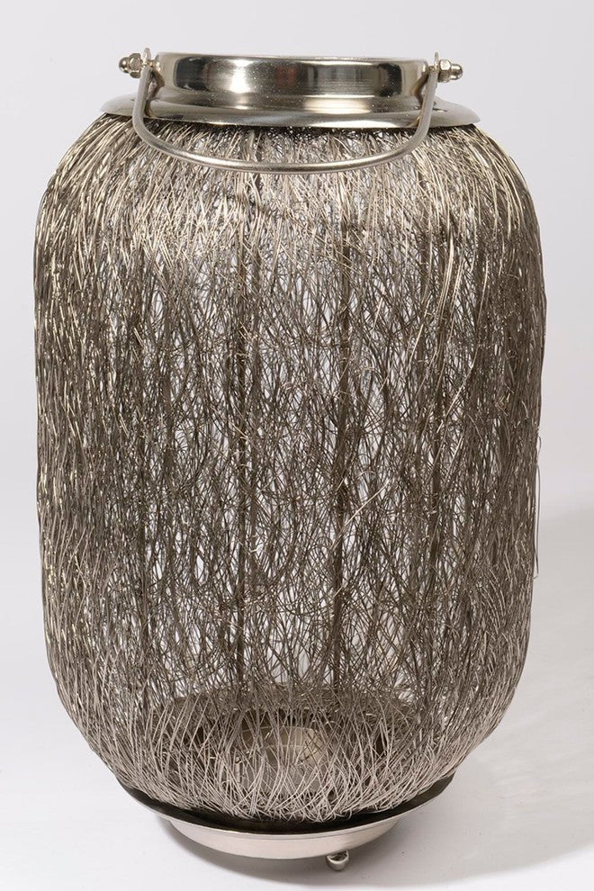 27.25" Beach Day Contemporary Chic Wire Woven Candle Holder