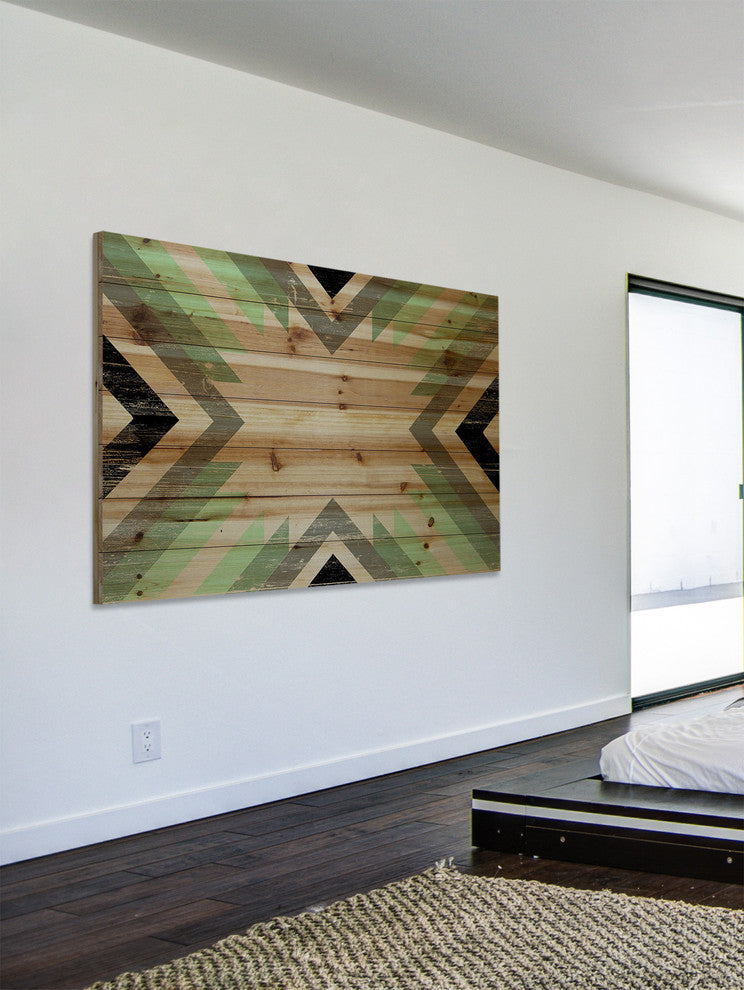 "Green Paths" Painting Print on Natural Pine Wood