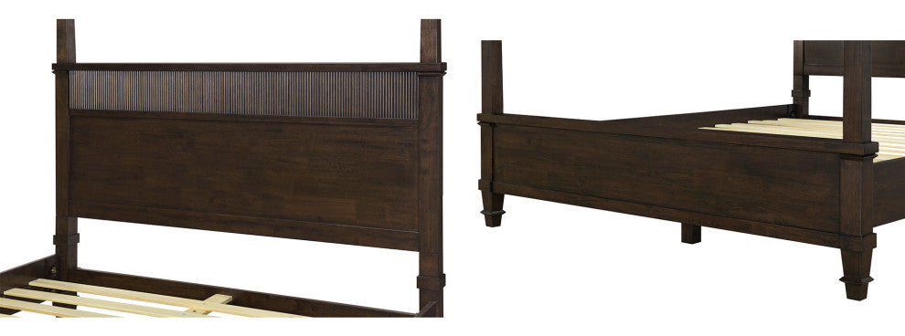 Martha Stewart Kenna Bed, Console Table, Nightstand, Dark Coffee, Bed-Queen Size