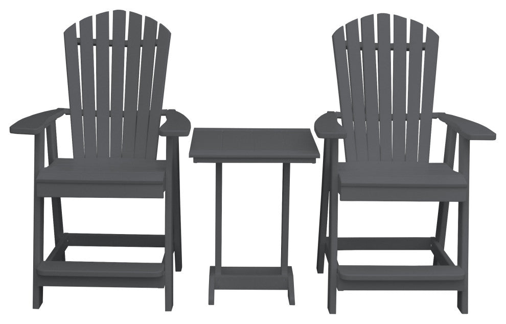Poly Lumber Adirondack Chair with Arms, Dark Gray, Counter Height