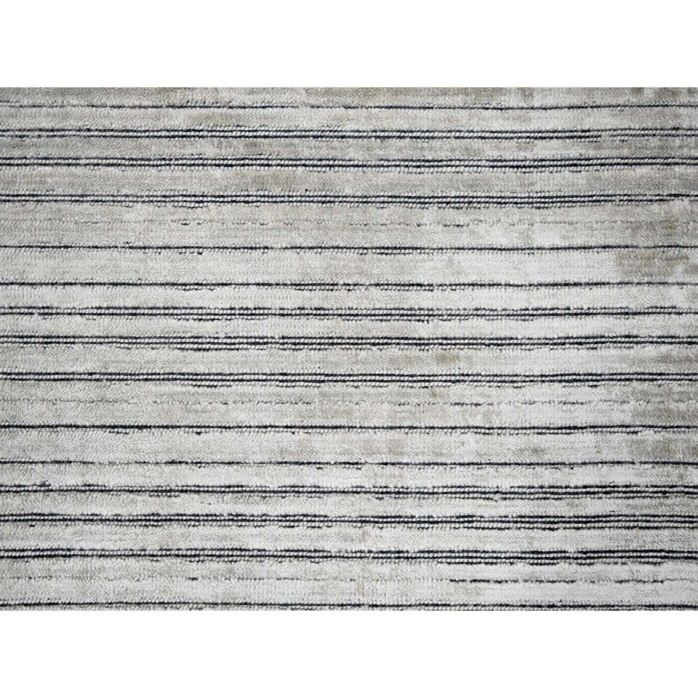 Taupe Modern Textured Hand Loomed Wool and Silk Oversized Rug, 14'x16'2"