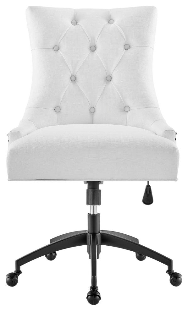 Computer Work Desk Tufted Chair, Fabric, Black White, Home Business Office