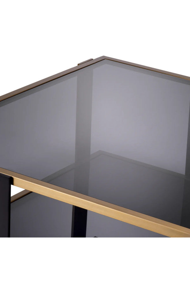 Square Black Glass Coffee Table, Eichholtz Clio