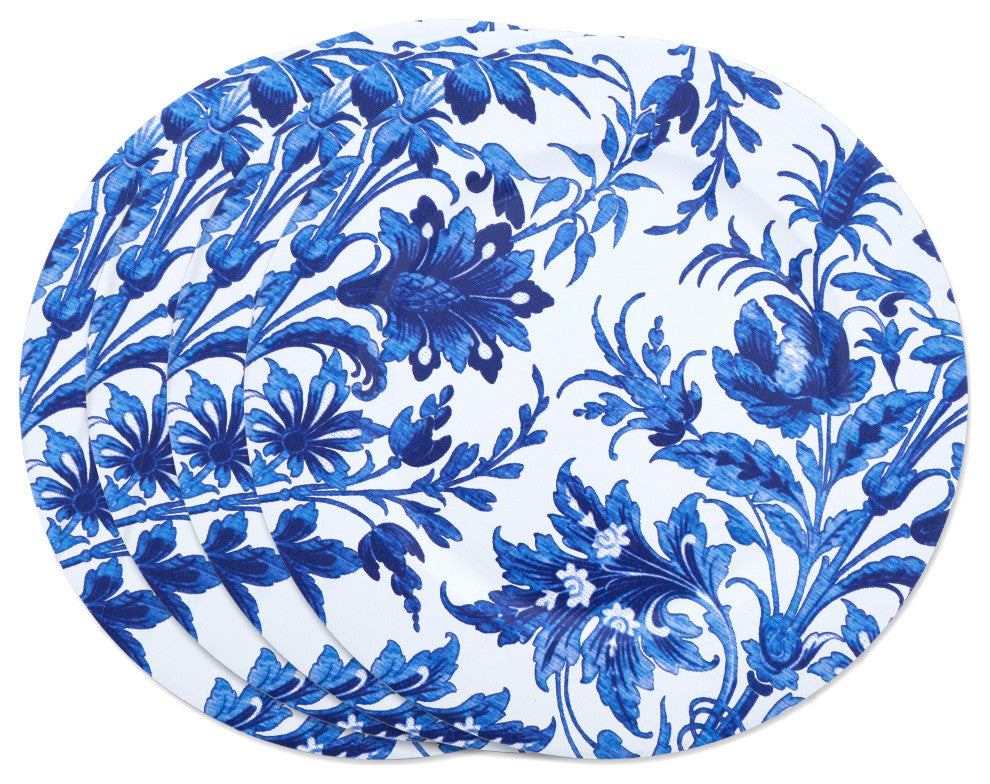 French Style Floral Print Decorative Charger Plate Set of 4