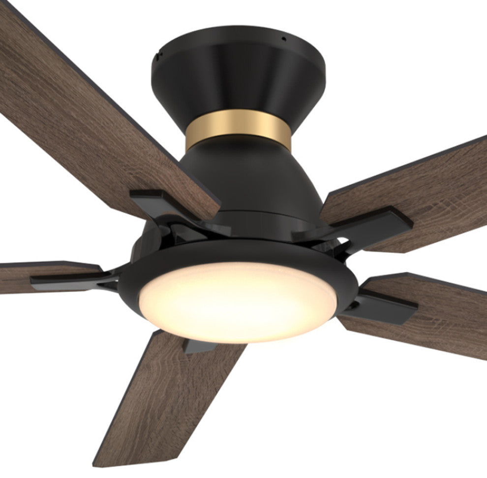 CARRO Flush Mount Ceiling Fan With Dim LED Light and Remote Smart 52" 5-Blade, Reversible Blade