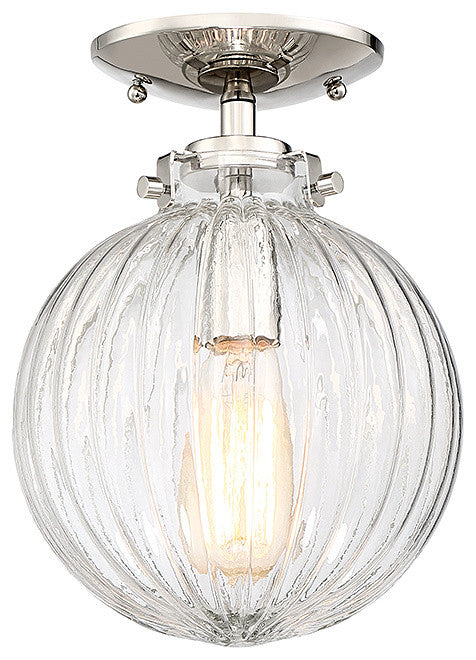 1-Light Semi-Flush Mount, Polished Nickel