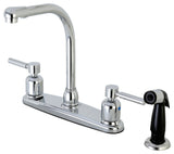 Kingston Brass 8" Centerset Kitchen Faucet With Sprayer, Polished Chrome