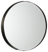 Adrianna 24.4" Black Metal Round Mirror
