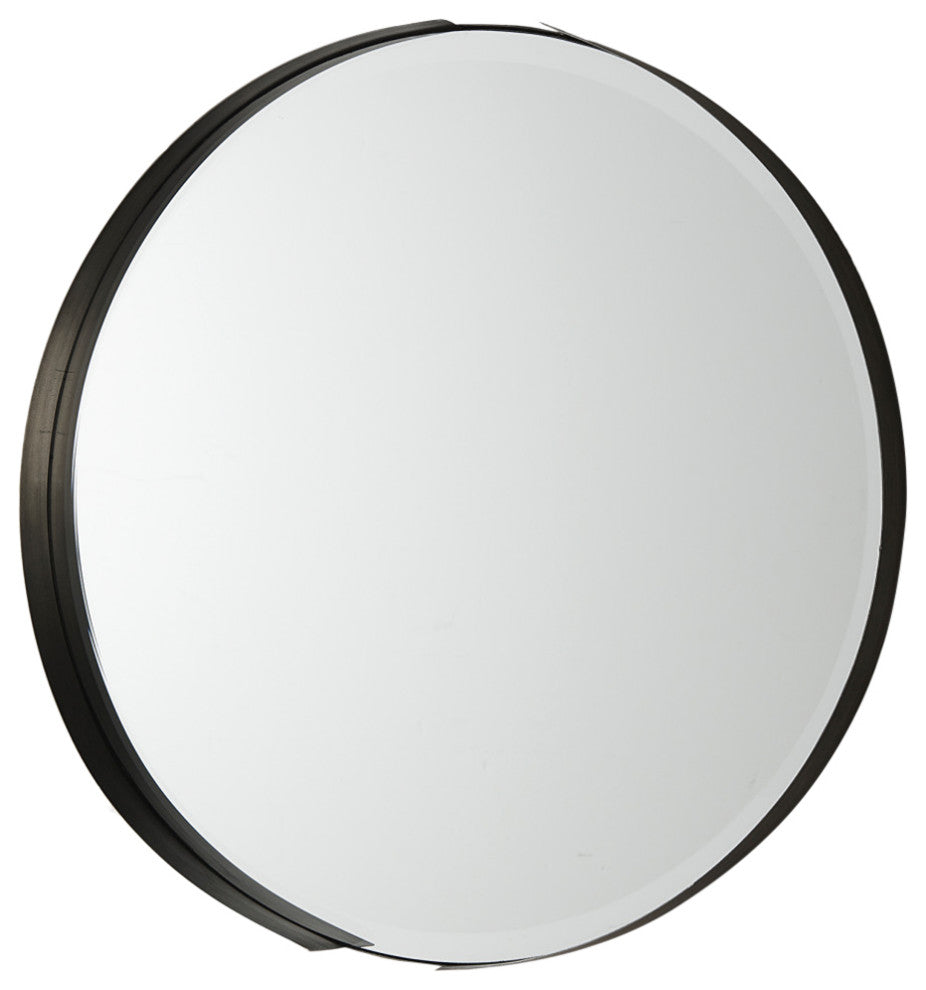 Adrianna 24.4" Black Metal Round Mirror