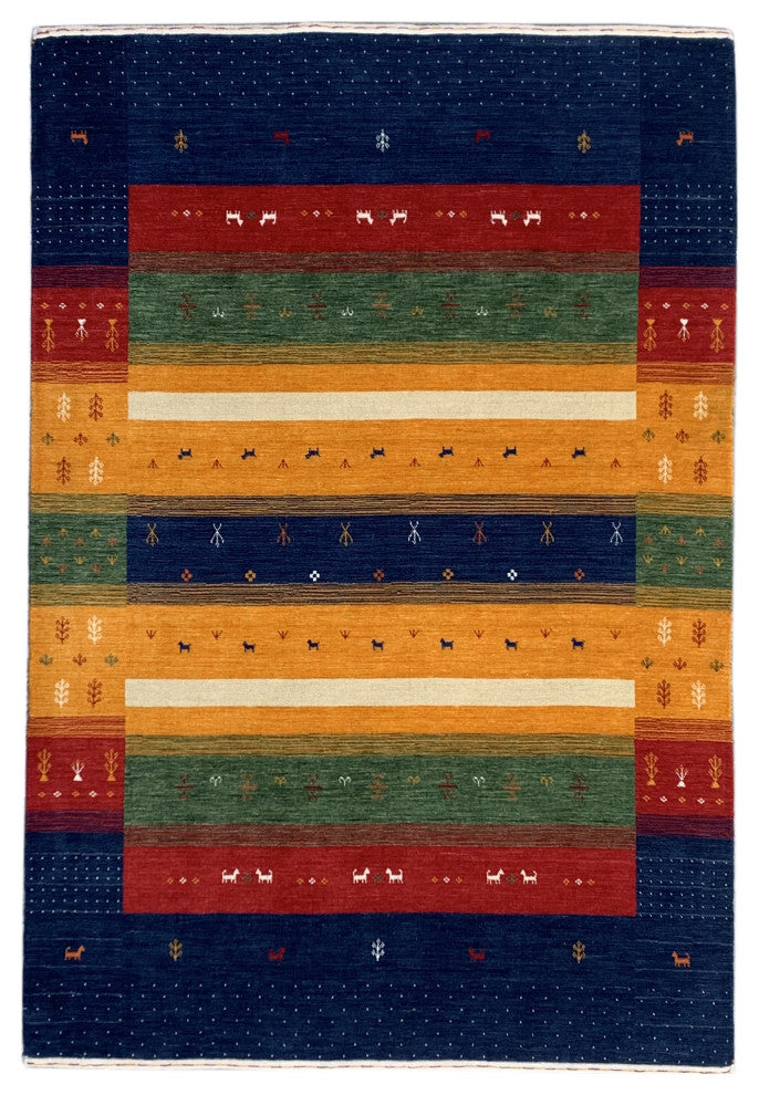 EORC Navy Hand Knotted Wool Gabbeh Rug, 8'x10'