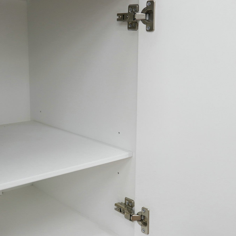 49" Double Vanity In White Finish With White Engineered Stone Top And Round Sink