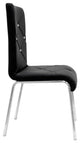 Faux Leather and Chrome Modern Side Chairs, Set of 4, Black