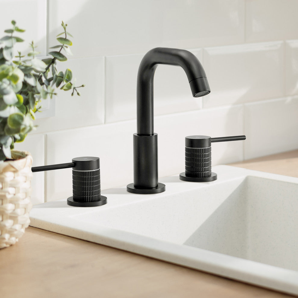 Versace 8" Widespread 2-Handle Bathroom Faucet, Matte Black