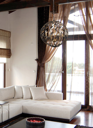 Broche 6 Light English Bronze & Antique Gold Sphere Chandelier