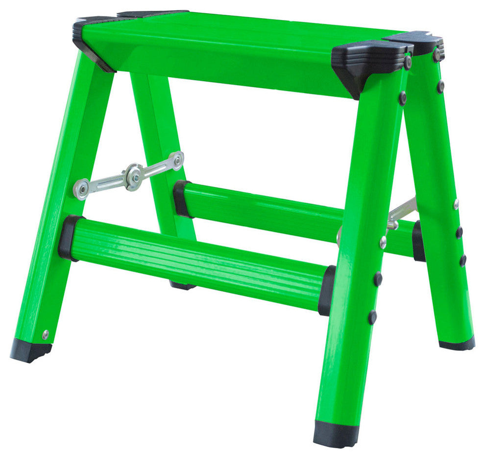 AmeriHome Lightweight Single Step Aluminum Step Stool, Bright Green