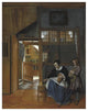 "A Woman Preparing Bread and Butter for a Boy" Print by Pieter de Hooch, 30"x37"