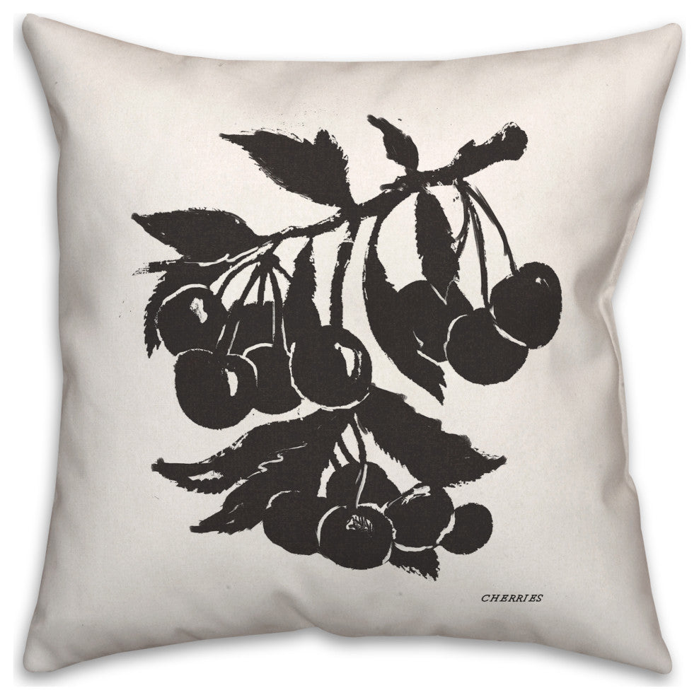Block Print Cherries 18"x18" Spun Poly Pillow