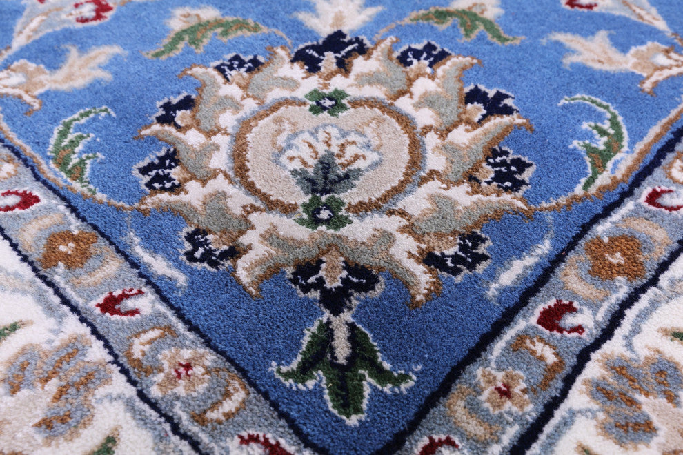 12' Square Wool & Silk Persian Nain Handmade Rug - Q14880