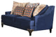 Small Weave Chenille Love Seat with Sloped Arms Design, Navy