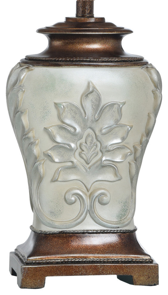 Magonia Table Lamp With Golden Accents and Round Bell Trimmed Shade