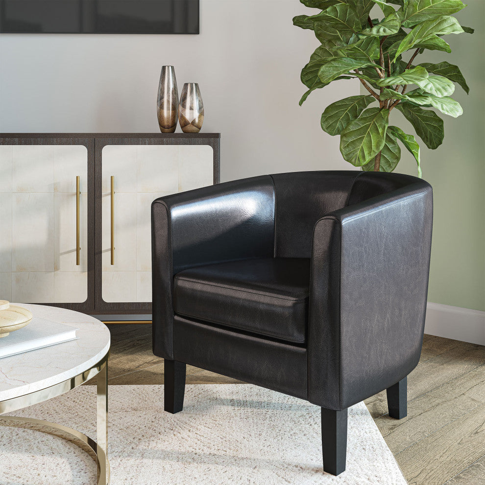 Modern Club Chair Barrel Design, Black