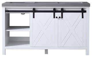 Marsyas 60" Double Bathroom Vanity Cabinet Gray Quartz Top Square Sinks