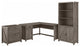 kathy ireland Cottage Grove 60 L Shaped Desk, Cabinet & Bookcase, Restored Gray