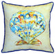 Betsy Drake Teal Scallop Shell Extra Large 22 X 22 Indoor / Outdoor Pillow