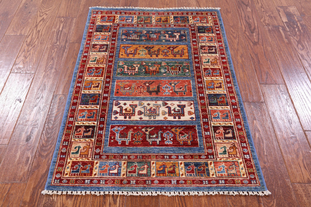 Tribal Persian Gabbeh Handmade Rug 2' 8" X 4' 0" Q10966