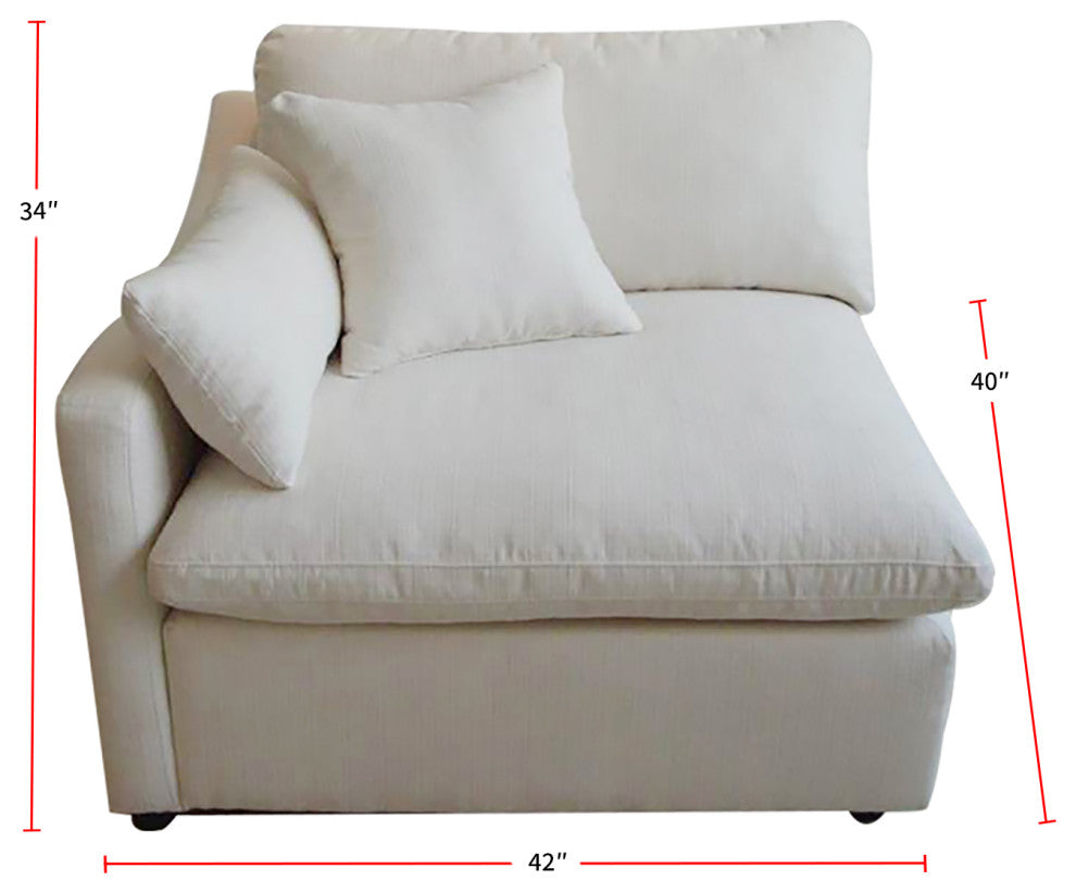 Linen-Like Fabric Accent Chair with Left Armrest, Off-White