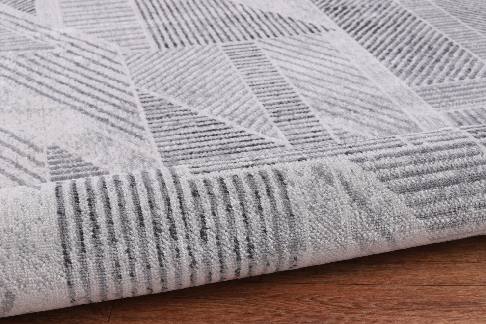Low-Pile Auden Gray/Ivory Rug, Gray, 8'8"x12'