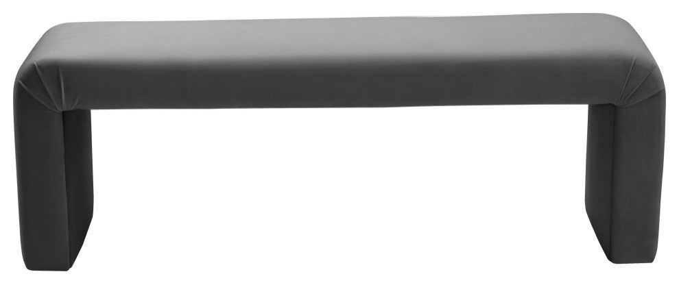 Minimalist Velvet Upholstered Bench, Gray