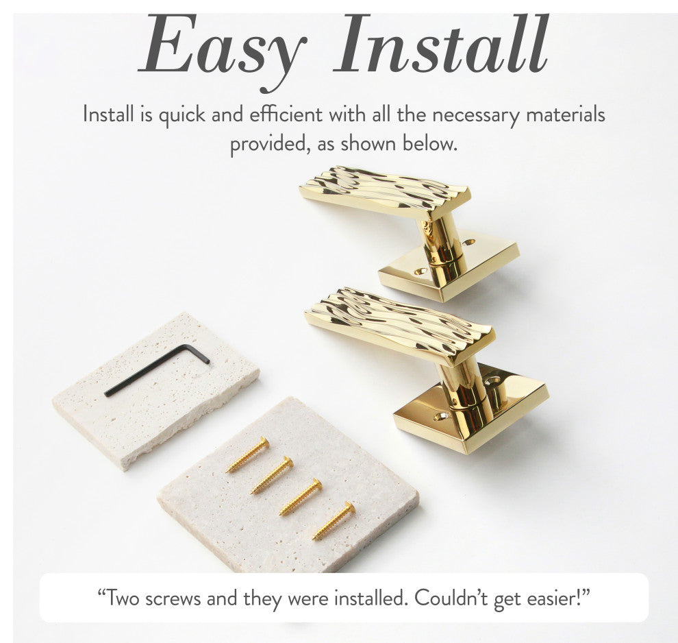 Modern Heavy Duty Designer Interior Door Lever - Ridge Collection, Polished Brass, Double Dummy
